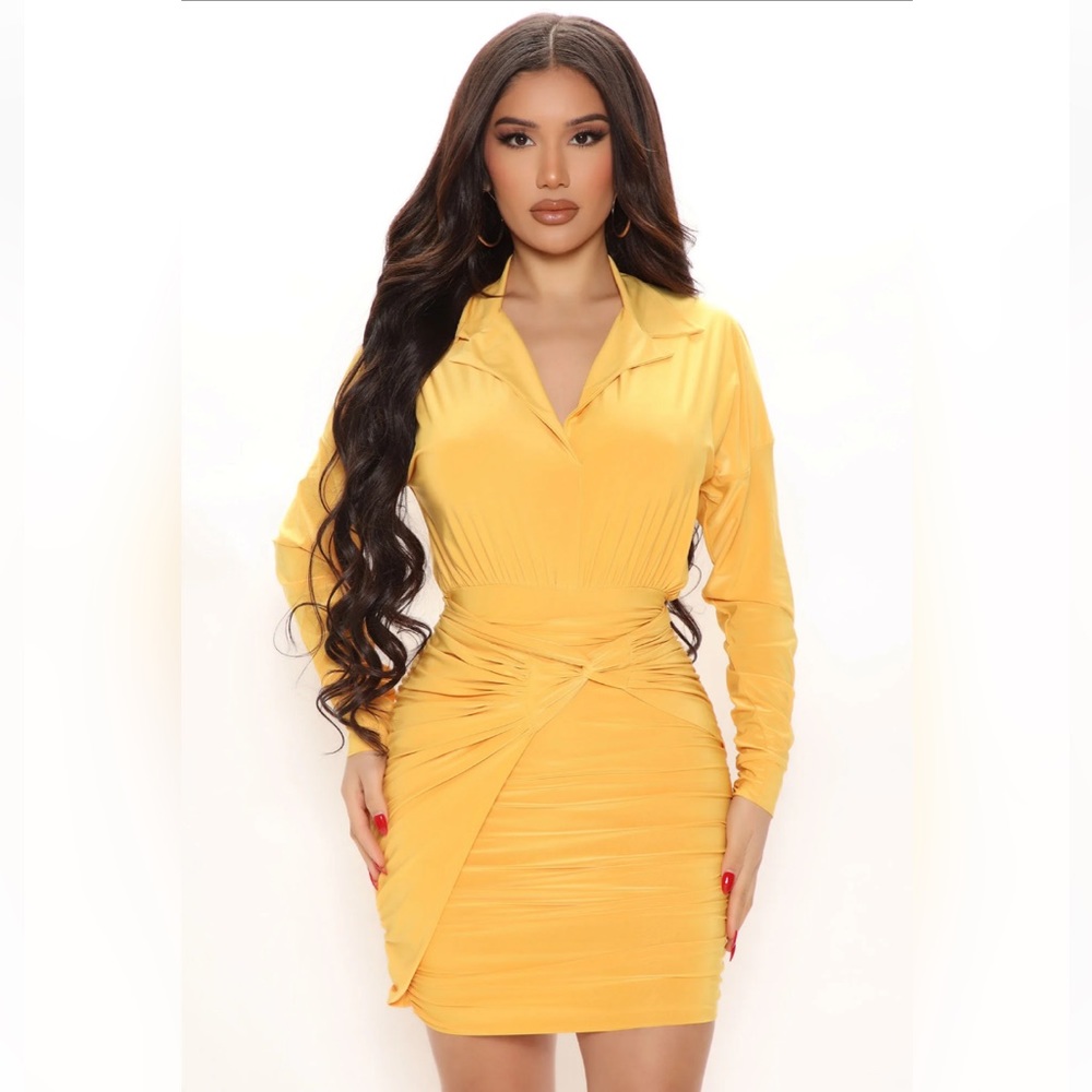 Makes Sense Mini Dress- Mustard